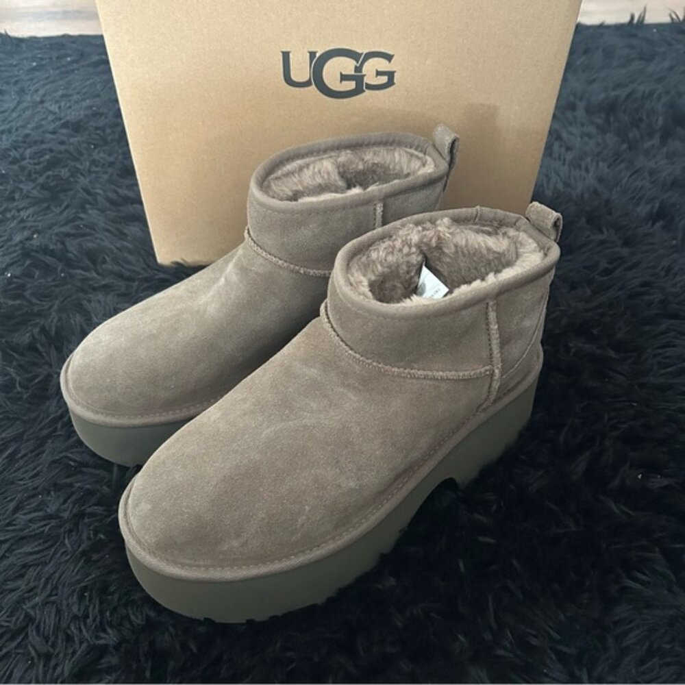UGG Taupe Suede Platform Ankle Booties - Picture 2 of 8